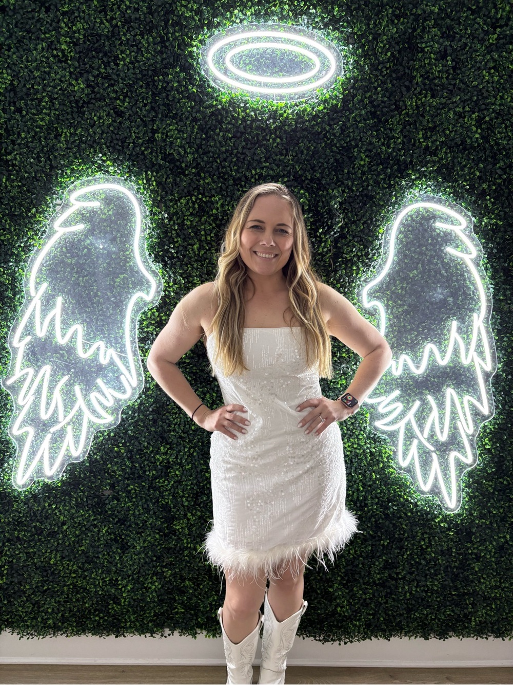 12th Tribe White Feather Hem Strapless Mini Dress